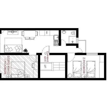 בית אירוח F2 2 Lovely Room, Living And Bathroom Shared , St Julians *